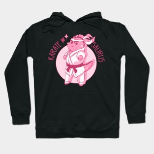 The cute pink Karatesaurus (Dinosaur and karate) Hoodie